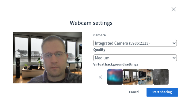 Background blur for webcam