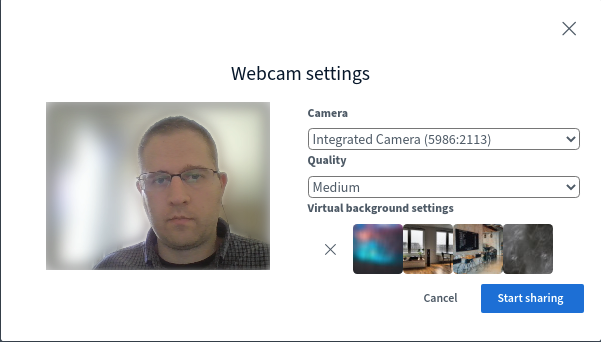 Background blur for webcam