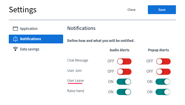 User leaves alert